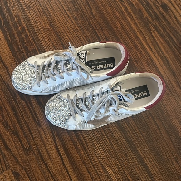 Golden Goose Superstar Sneaker in Silver White Tobacco & Red AUTHENTIC SZ 39 - Picture 2 of 7